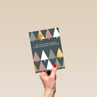 Kerstkaart zakelijk design kerstbomen