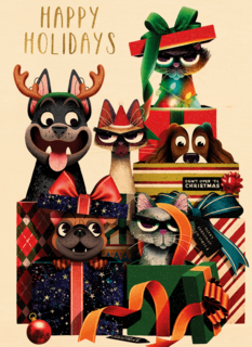 Kerstkaart Folio cats and dogs