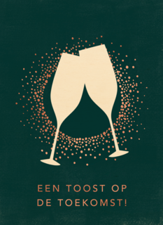 Kerstkaart zakelijk Champagneglazen