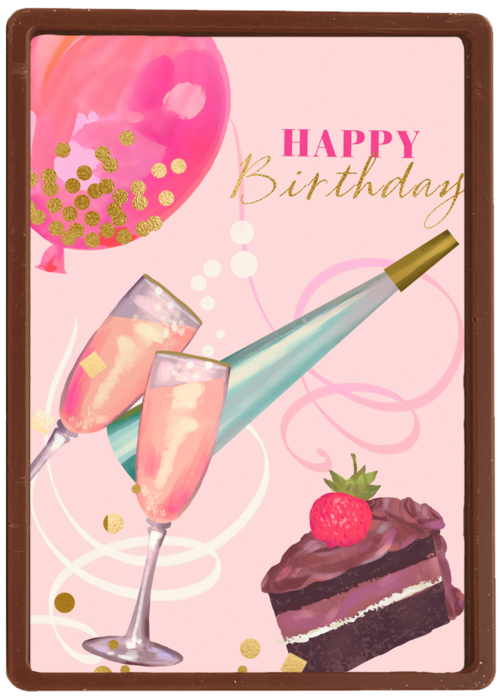 verjaardag kaart happy birthday taart en bubbels