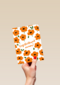 oranje bloemenkaart met gefeliciteerd mam