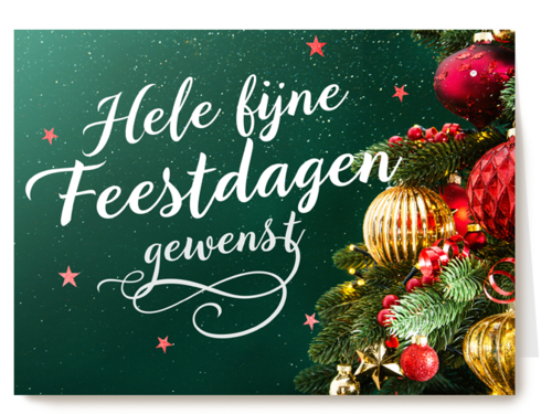rijk versierde kerstboom met sierlijke tekst