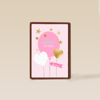 babykaart dochter welkom lief meisje roze ballon