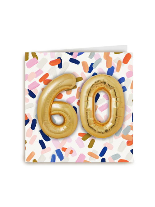 Verjaardagskaart gouden 60 met confetti