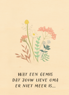 wat een gemis dat jouw lieve oma er niet meer is