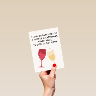 kerstkaart grappig i am dreaming of white wine