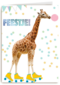 het is feest met giraffe met rolschaatsen