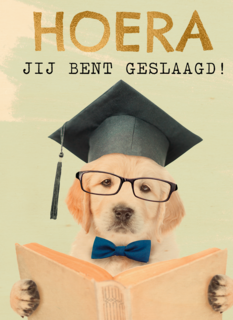 Hoera geslaagd slimme hond