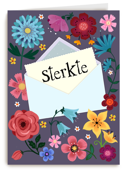 Sterkte kaart envelop en bloemen