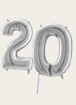 Cijferballon 20 Jaar Zilver XL