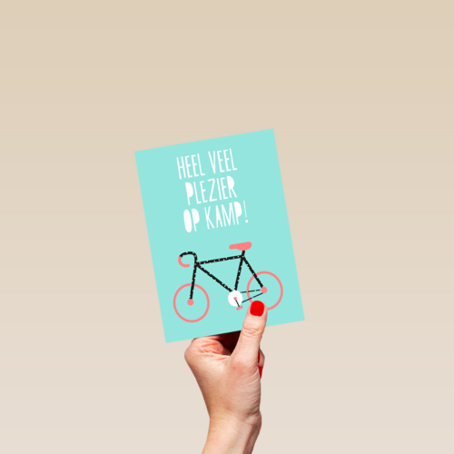 Op kamp kaart Heel veel plezier op kamp Fiets