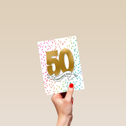 Verjaardagskaart 50 en waanzinnig leuk