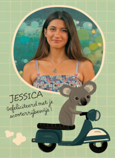 Scooter rijbewijs gefeliciteerd met naam en foto