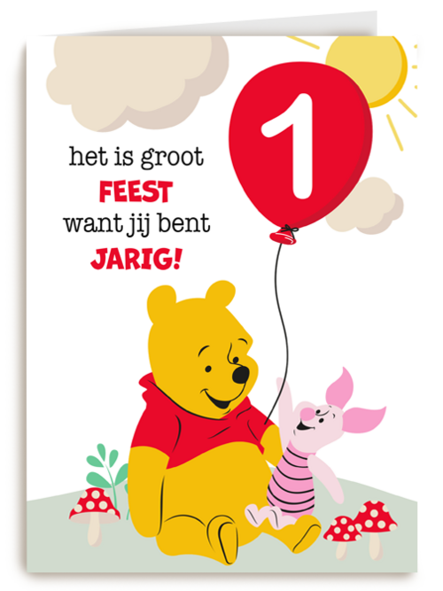 Verjaardagskaart Poeh 1 jaar