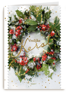 kerstkaart klassiek vrolijke kerst kerstkrans