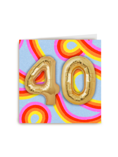 40 met ballonnen en kleurijke achtergrond