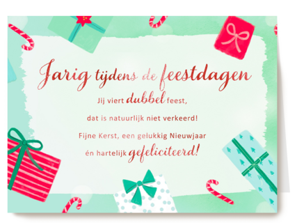 Kerstkaart speciale momenten Jarig tijdens de feestdagen