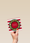 Kerstkaart klassiek ronde kerstkrans