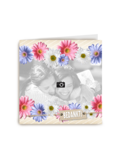 fotokaart bedankt met gerbera