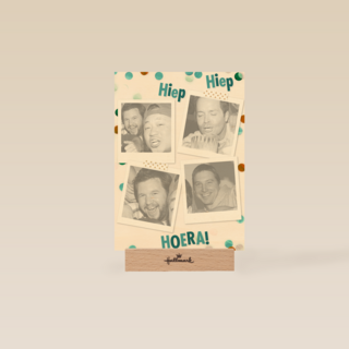 fotokaart staand hiep hiep hoera polaroid