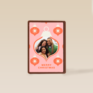 Roze rode kerstbal fotokaart