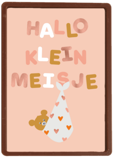 Hallo klein meisje Beertje in knapzak