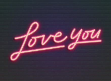Liefde kaart neon Love you