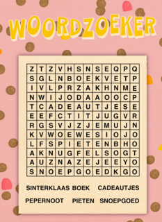 Sinterklaaskaart woordzoeker
