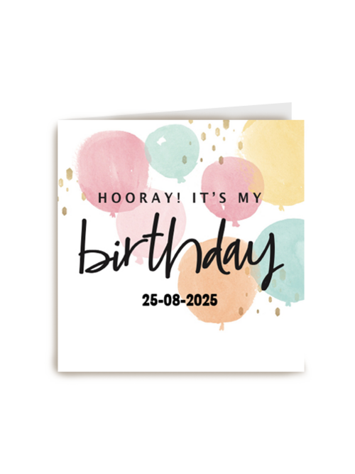 watercolor hooray birthday