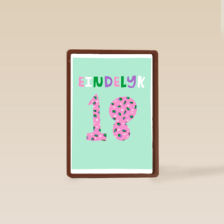 Verjaardagskaart Eindelijk 18 meisje vrouw