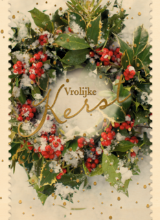 kerstkaart klassiek vrolijke kerst kerstkrans