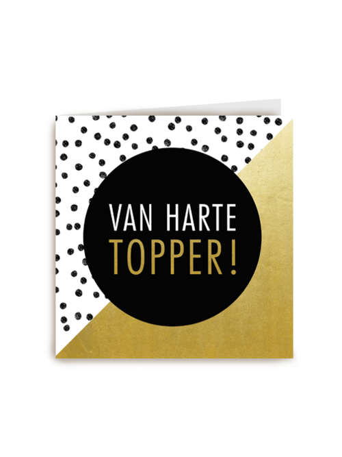 van harte topper met goud en stippen