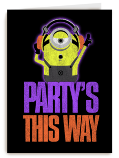 Verjaardagskaart Minion party is this way
