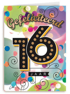 jarig leeftijd 16 zestien gefeliciteerd jaar