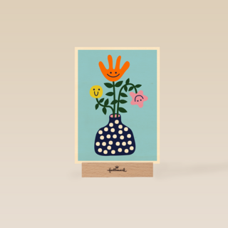 Zomaar kaartje vaas met bloemen smileys