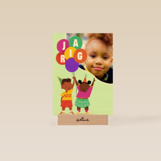 Kindjes met ballonnen fotokaart
