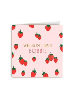 Geboortefelicitatie aardbeien roze