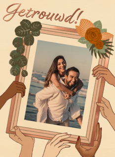 Pas getrouwd fotokaart met kader