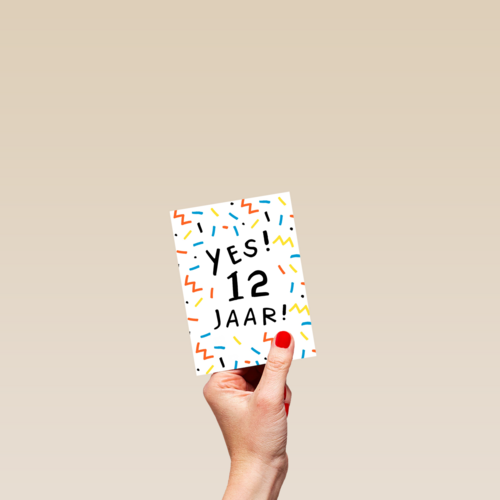 Verjaardagskaart meisje jongen 12 yes