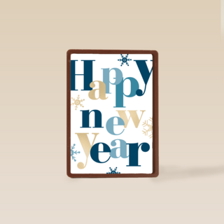 nieuwjaarskaart happy new year met ijskristallen