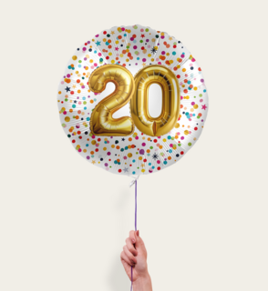 Ballon 20 jaar Confetti Goud 