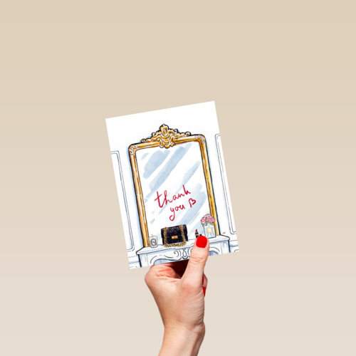 Bedankt kaart spiegel met lippenstift