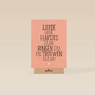 huwelijks kaart liefde hier hartjes daar ringen om en trouwen maar