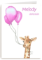 Geboorte Kaart Giraffe Roze