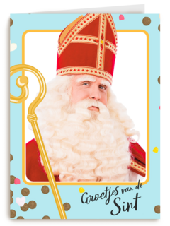 Sinterklaaskaart Groetjes van de Sint blauw kader