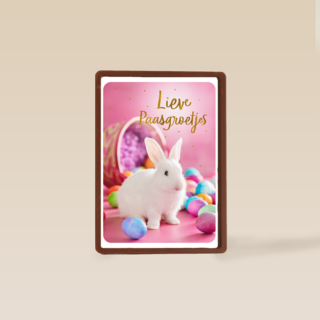 Paaskaart met wit konijntje