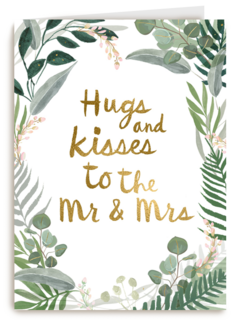 Trouwdagkaart Hugs and kisses to the Mr and Mrs Jungle style