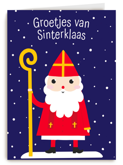 Sinterklaaskaart getekend Groetjes van Sinterklaas