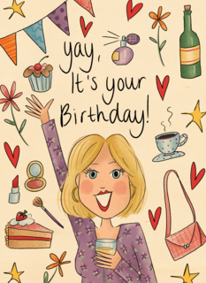 Verjaardagskaart vrouw Yay it is your birthday Matia Studio