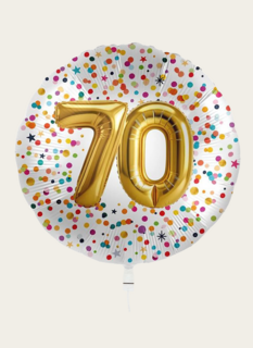 Ballon 70 jaar Confetti Goud 